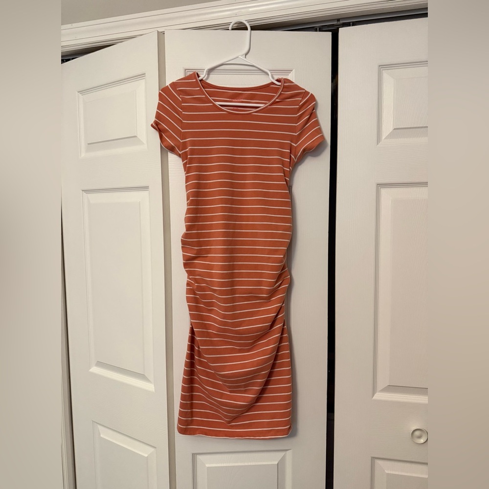 Isabel Maternity by Ingrid & Isabel Rust Striped Midi Dress